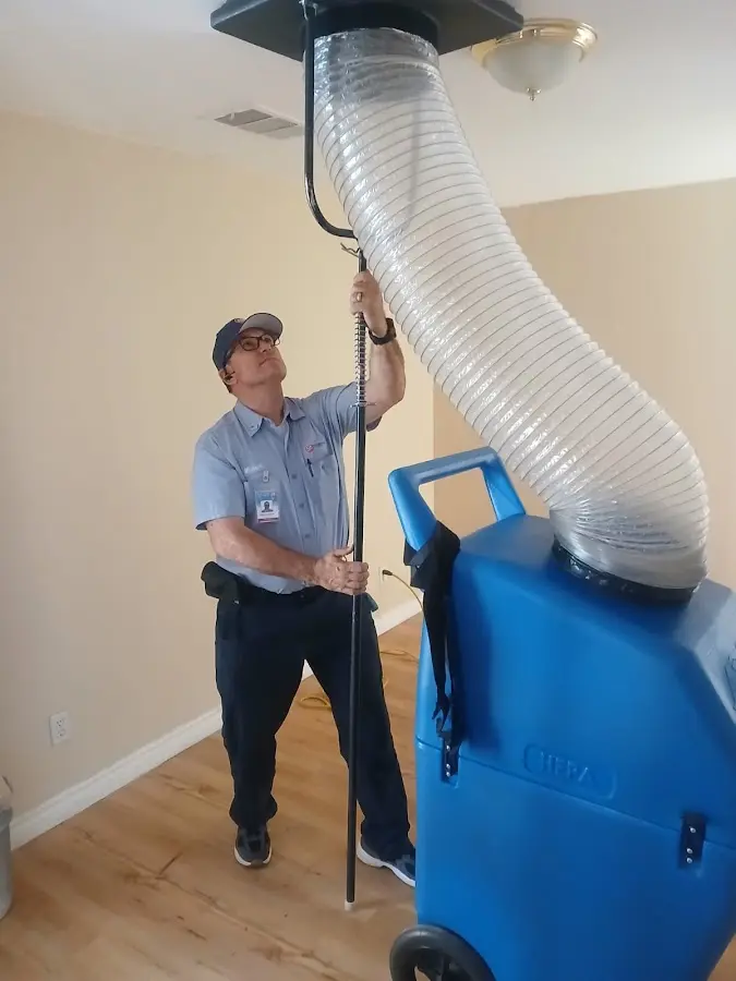 Mini Split Installation technician using HEPA equipment in Grover Beach